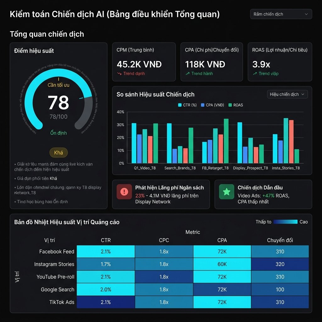 AI Ads Audit Dashboard — Bảng phân tích chiến dịch quảng cáo bằng AI